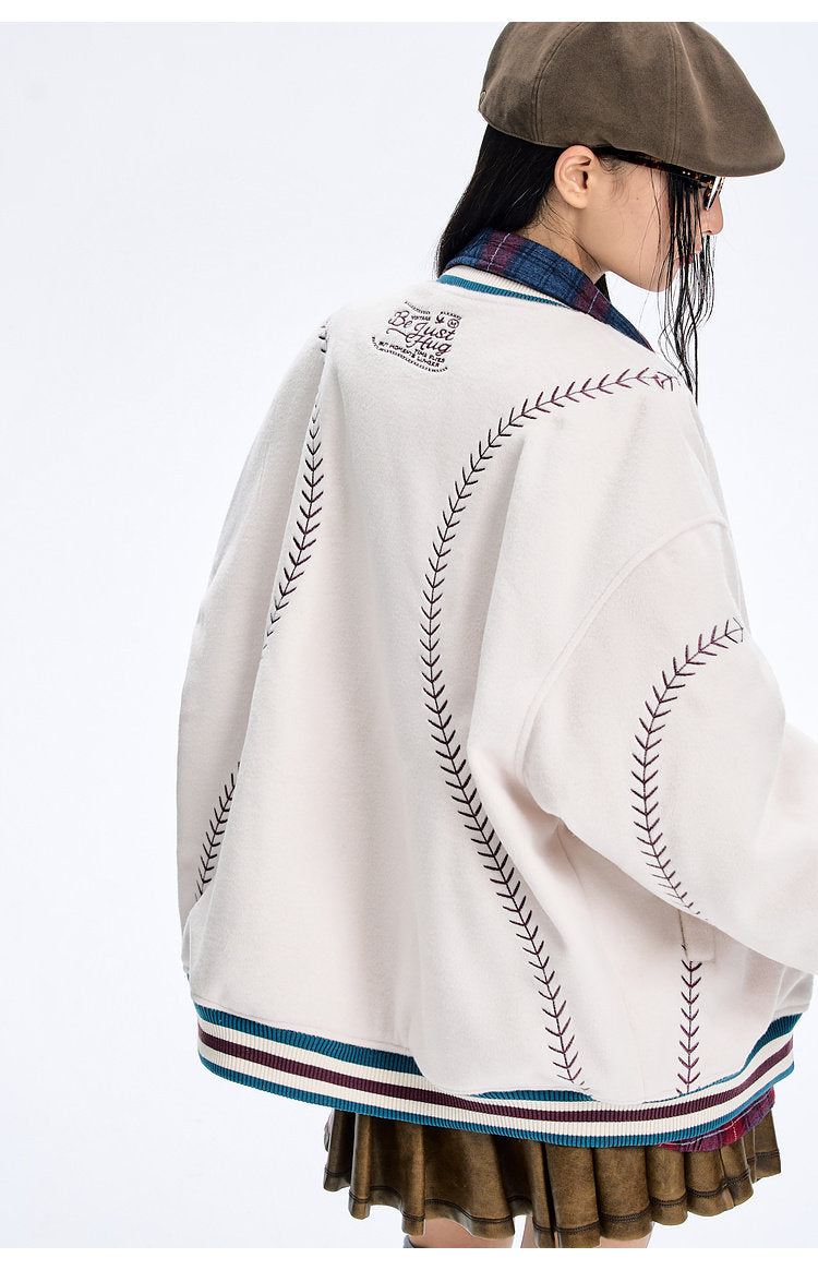 BJHG Quilted Baseball Jacket - American Style Color-Block Winter Coat (Unisex)