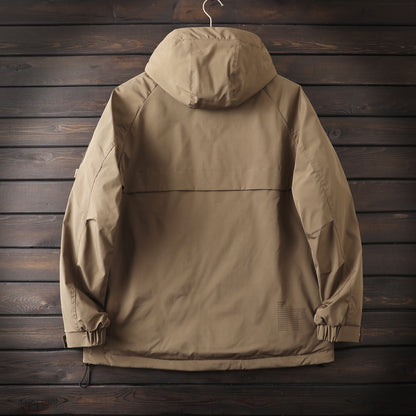 Men's Plus Size Cold-Resistant Hooded Cotton Jacket - Winter Thickened Windproof Warm Export Overstock Workwear Coat