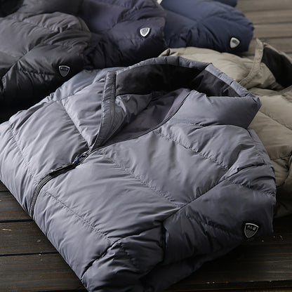 Men's Plus Size Lightweight High-Fluffy Down Jacket - Winter Stand Collar Warm Export Overstock Coat