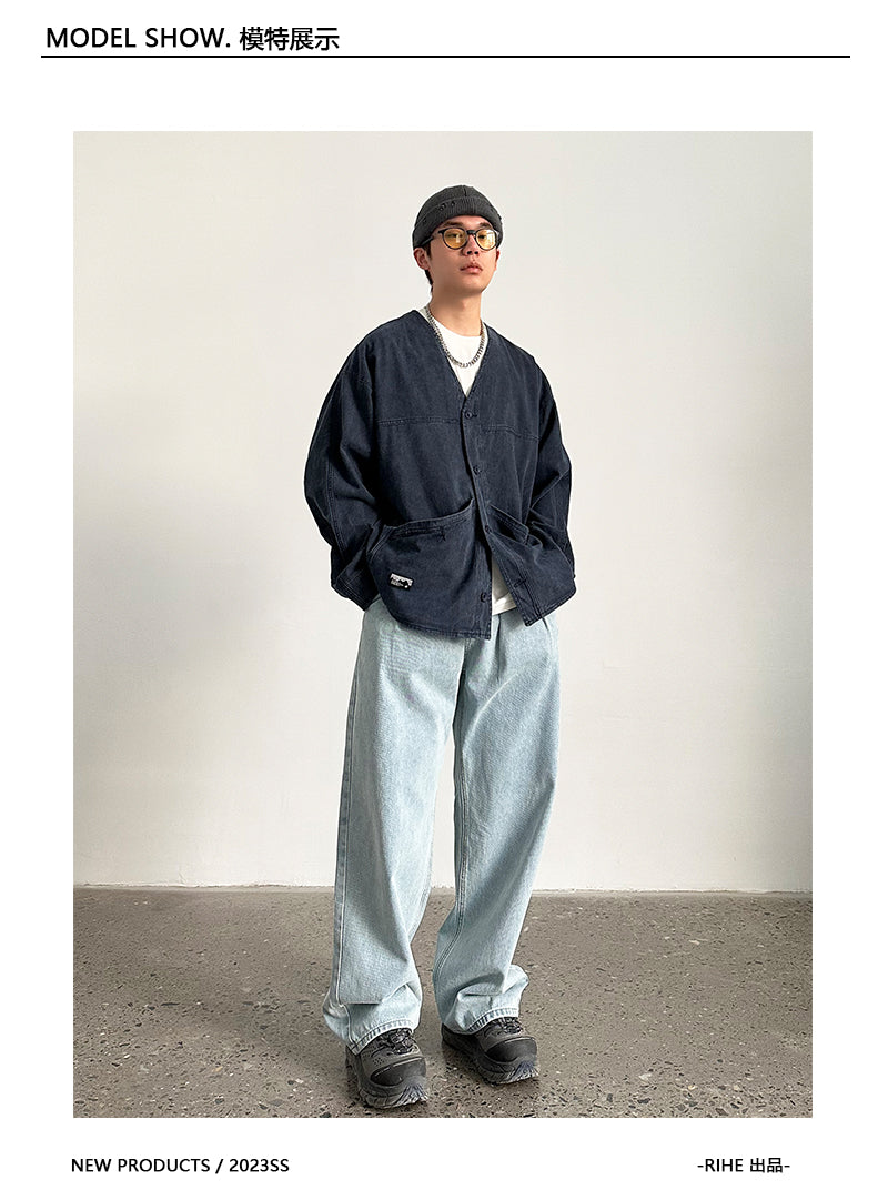 Jacket Cardigan Denim Coat Spring New OOTD Outfit Retro Men's Top