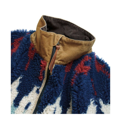 Japanese Lambswool Patchwork Workwear Jacket - Half-Turtleneck Coat (Unisex)