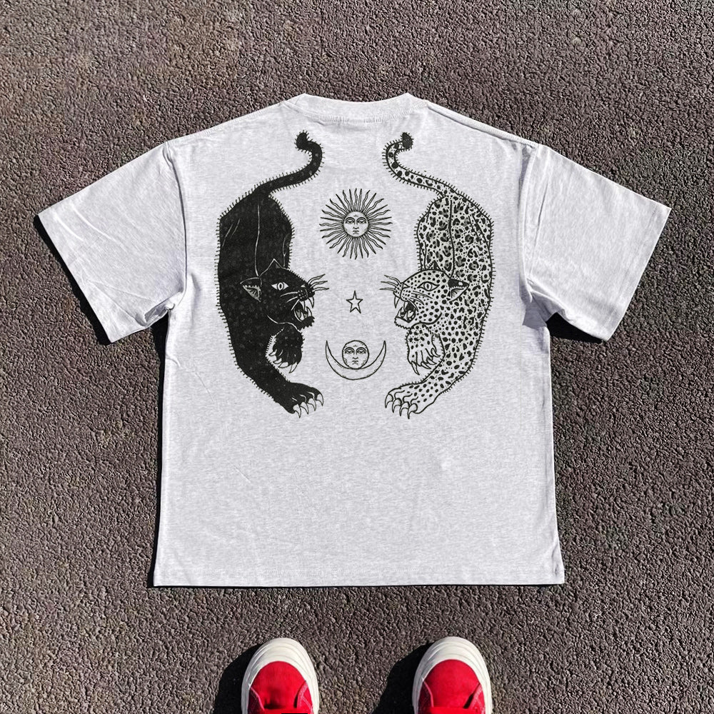 Heavyweight 255G! Day and Night Alternate Oversize West Coast Short Sleeve Couple's Outfit for Men and Women