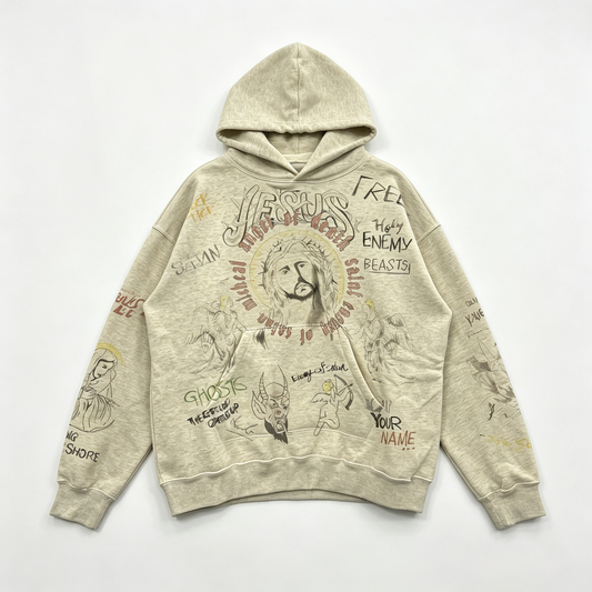 Hand-Painted Graffiti Print Vintage Distressed Hooded Sweatshirt - Yamalin VTG (Unisex) – Japanese vintage | fall outfits 2026 | fall winter outfits | classy winter outfits | lazy comfy outfits | japanese streetwear | vintage workwear | yamalin clothes | Yamalinclothes