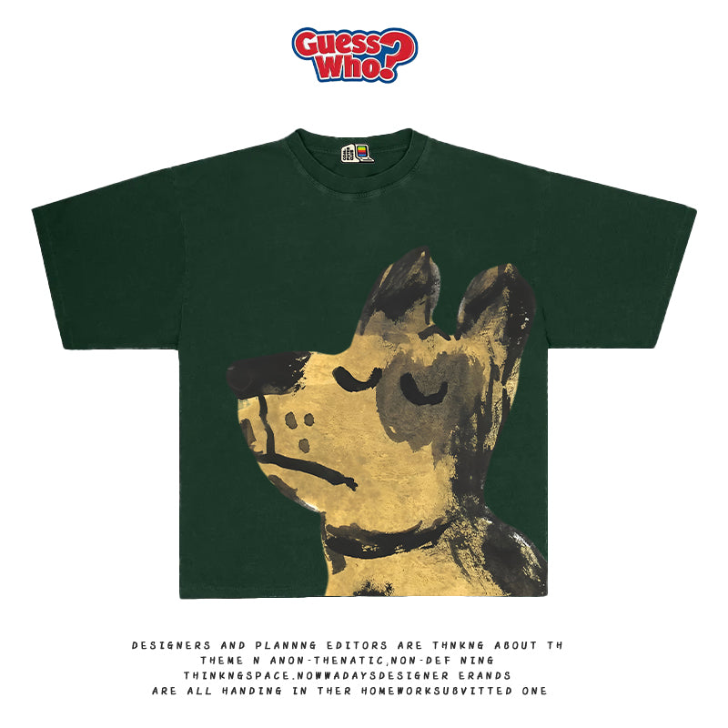 All Nature “Artist Cat” Hand-Painted Graphic Tee – Summer Short-Sleeve Fun Illustration