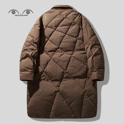 Belgium High-End 85% Duck Down Mid-Length Jacket - Mature Style Winter Coat (Men)