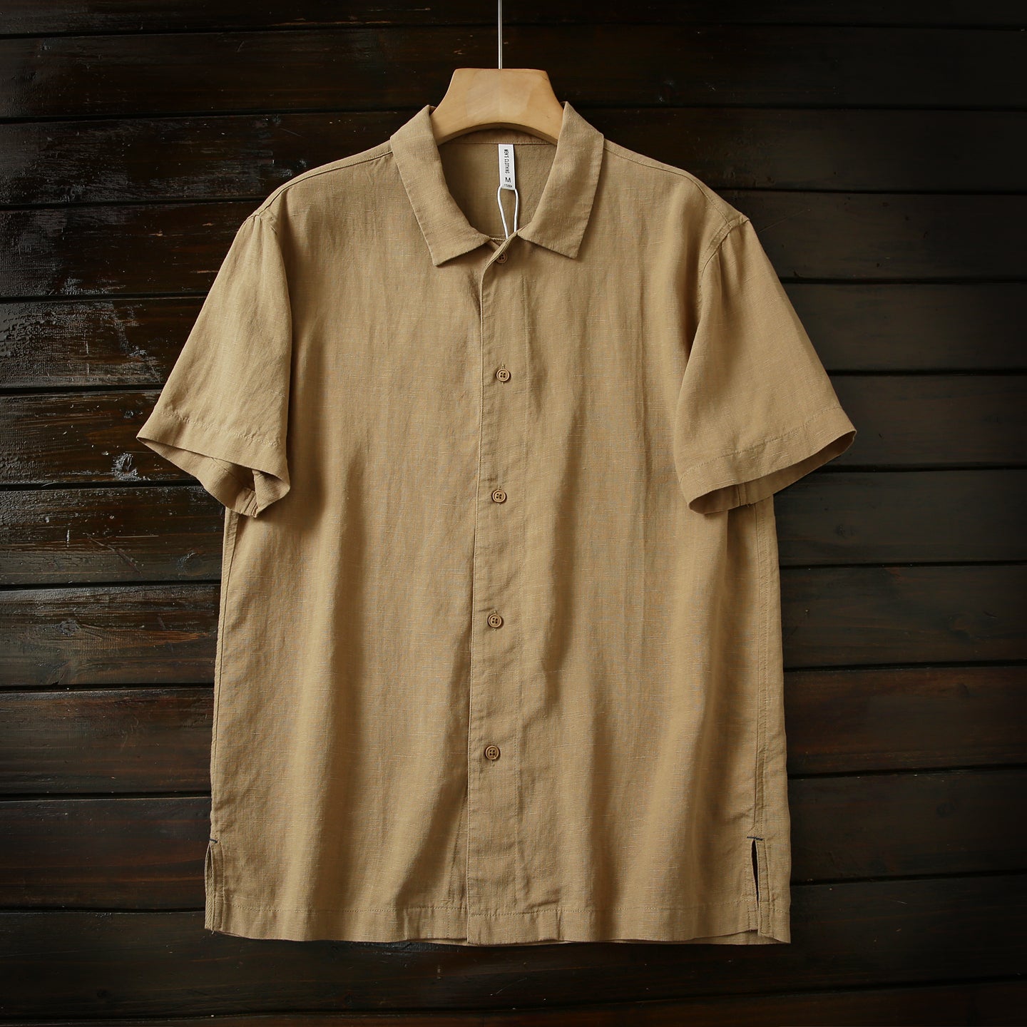 Cool Antibacterial Linen/Lyocell Men's Summer Turn-down Collar Loose Casual Short Sleeve Shirt Top