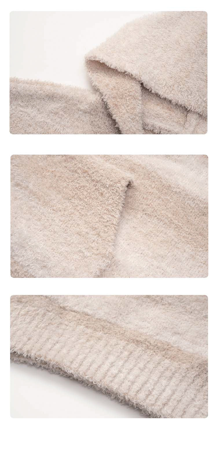 MEDRIA Retro Colorful Hoodie Knitwear for Men and Women Autumn Winter National Trend Loose Lazy Style Warm Sweatshirt Couple Outfit