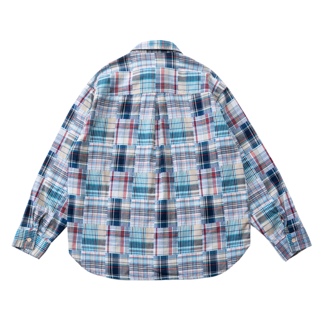 Baijia-Cloth Colorful Plaid Patchwork Shirt – Japanese Retro Loose Long Sleeve (Unisex)