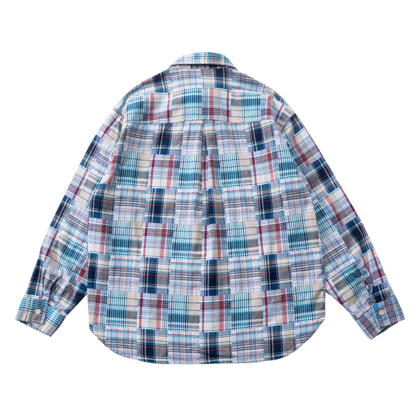 Baijia-Cloth Colorful Plaid Patchwork Shirt – Japanese Retro Loose Long Sleeve (Unisex)