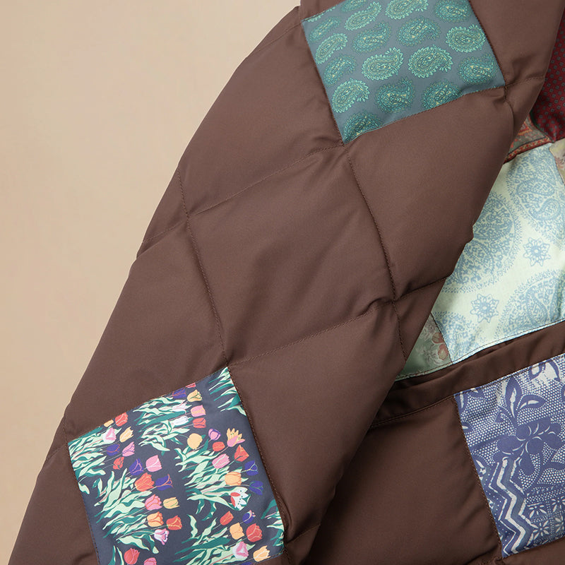 retro Ethnic Style Diamond Patchwork Cotton Jacket