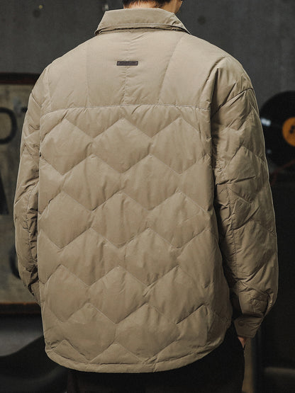 Men's Lightweight Shirt Down Jacket - Winter Youth American Workwear Trendy Warm Coat