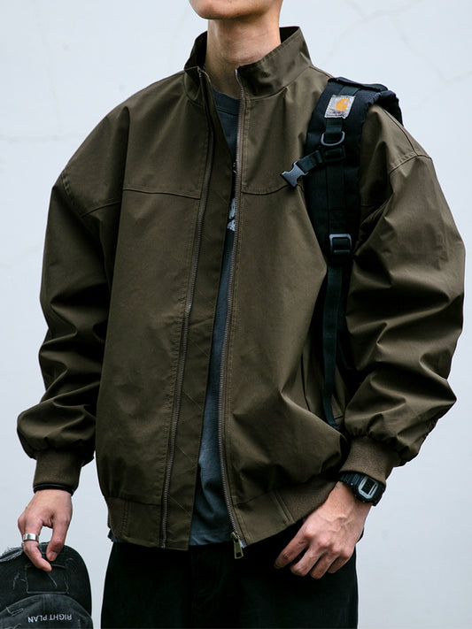 Men's American Style Waterproof Coach Jacket - Trendy Stand Collar Outdoor Windbreaker