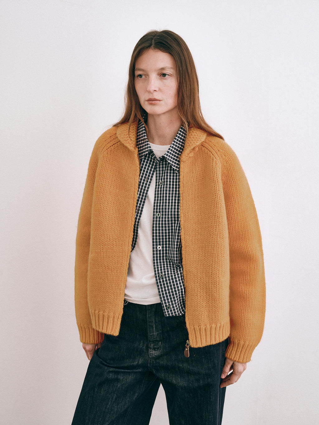 Shyshy Hand-Playing Knitting Needle-Sense Loom Retro Peter Pan Collar Four-Color 100% Wool Thick Stick Sweater Cardigan