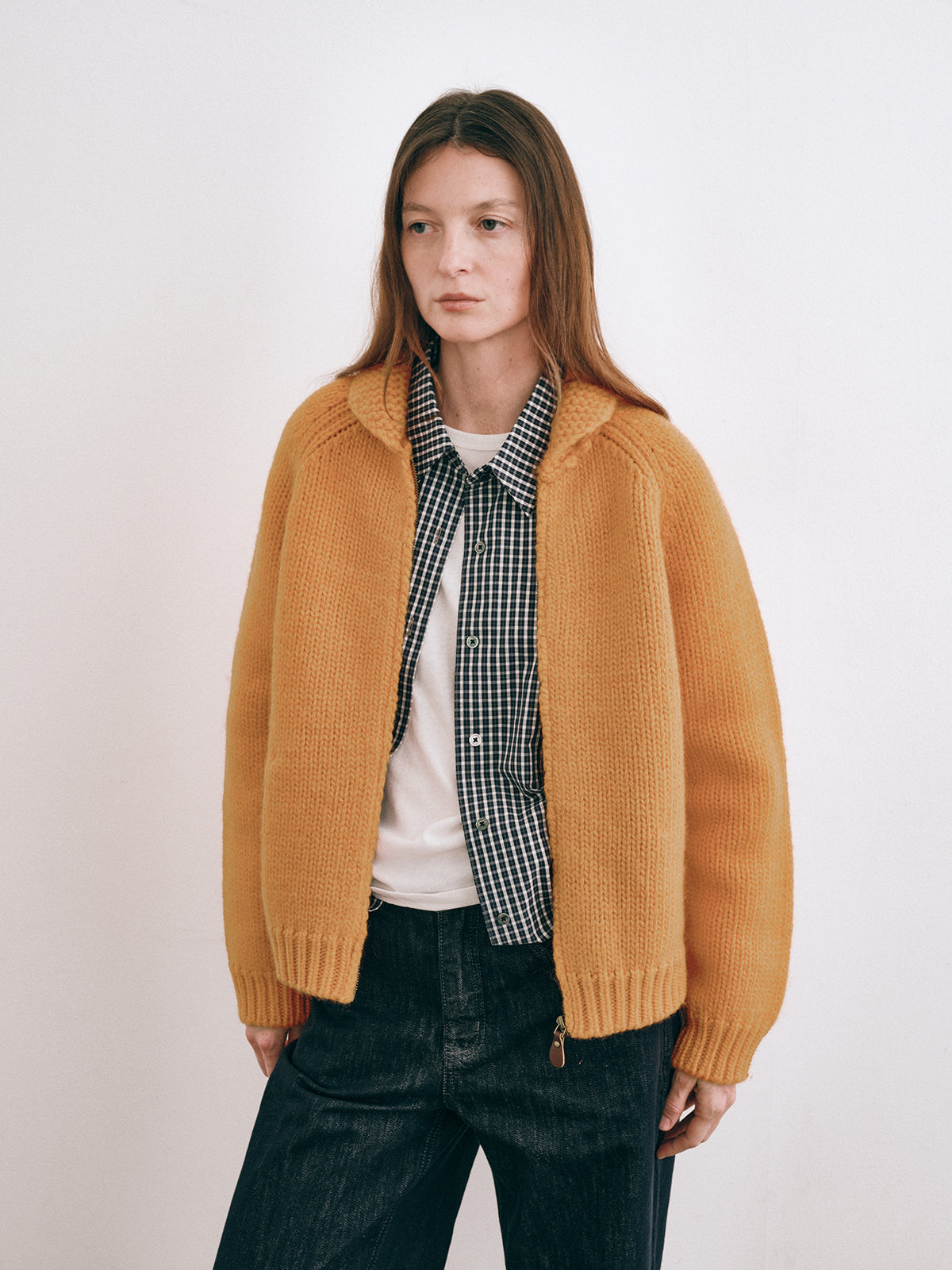 Shyshy Hand-Playing Knitting Needle-Sense Loom Retro Peter Pan Collar Four-Color 100% Wool Thick Stick Sweater Cardigan