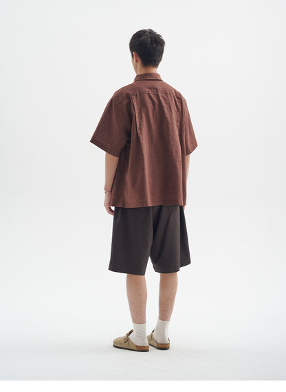 25SS Ramie Blend Passionflower Embroidery Washed Vintage Japanese Style Retro Short Sleeve Shirt