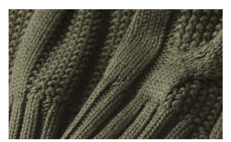 Winter Heavyweight High Grammage Non-Itchy Thick Cable Knit Stand Collar Pullover Sweater American Retro Half-Zip Thickened Coat