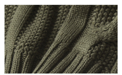 Men's Winter Heavyweight Cable Knit Sweater - American Retro Half-Zip Stand Collar