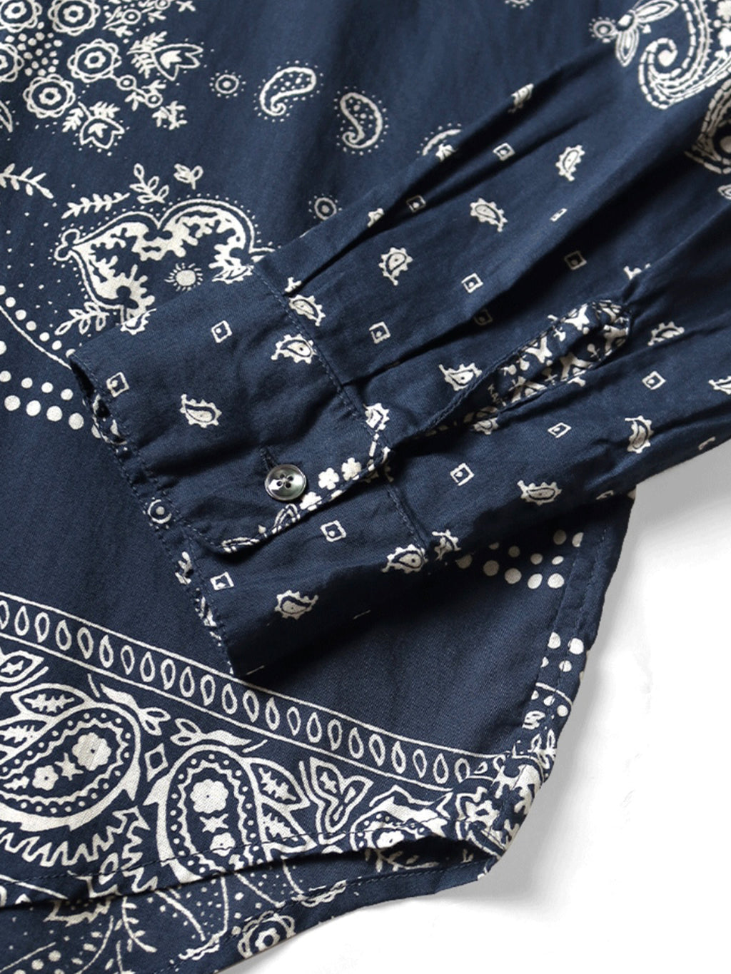 Japanese Style Casual Paisley Breathable Lightweight Turn-Down Collar Loose Long Sleeve Shirt