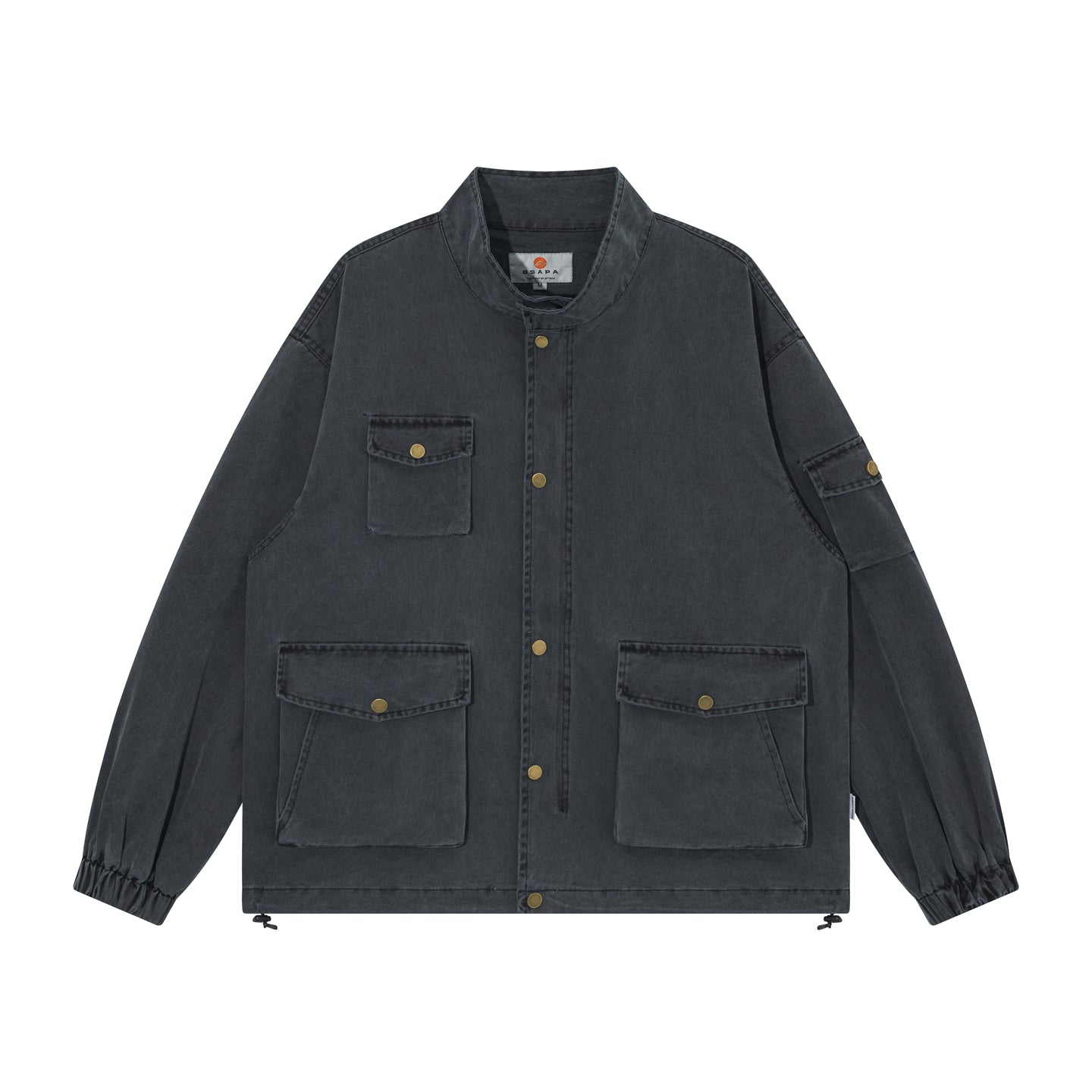 Vintage Washed Multi-Pocket Workwear Jacket – Stand Collar, 2025 Retro Streetwear for Men