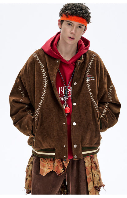 BJHG Quilted Baseball Jacket - American Style Color-Block Winter Coat (Unisex)