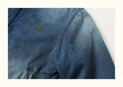 Vintage Navy N-1 Deck Jacket – Washed Cotton American Workwear (Unisex)