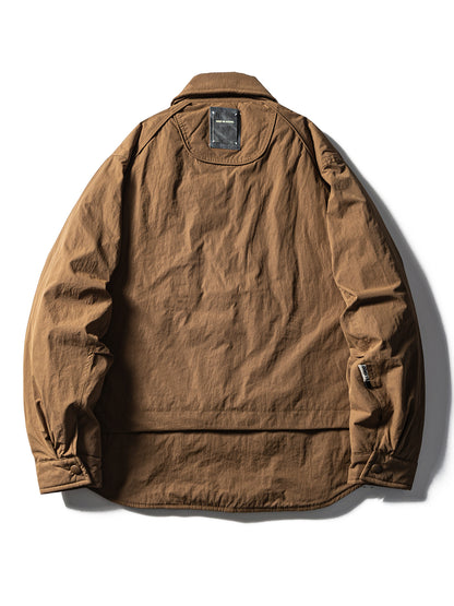 Men's Japanese Style Lightweight Down Jacket - 90% White Duck Down Loose Lapel Solid Color Workwear Coat