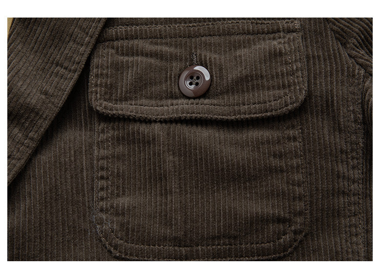 American Retro Amekaji Corduroy Safari Blazer - Casual Suit Jacket (Men)