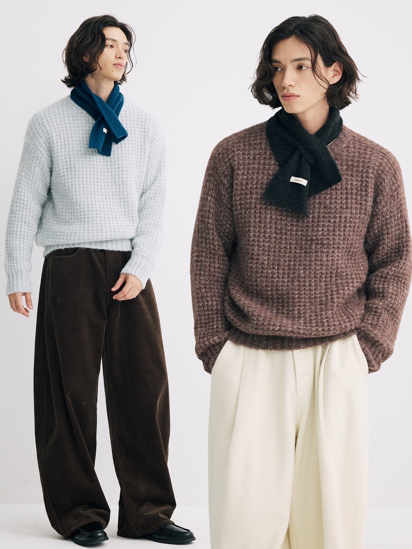 Coke Life Carpem Unisex Winter Sweater - 8% Long Camel Wool Pineapple Check Loose Crew Neck Base Top