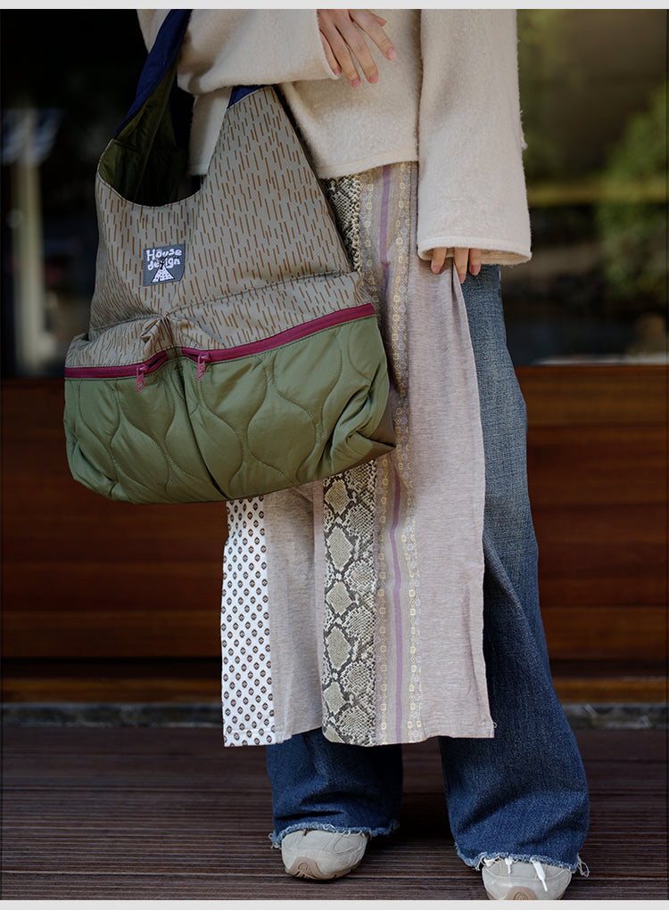 Original 2025 Spring New Retro Patchwork Design Single Shoulder Handbag Large Capacity Commuter Bag