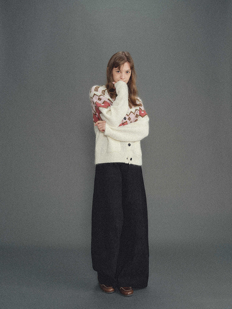 Shyshy Two Colors Choose Your Price Mohair Raw Materials Hand-Painted Design Sense Fairisland Sweater Cardigan Wool Top