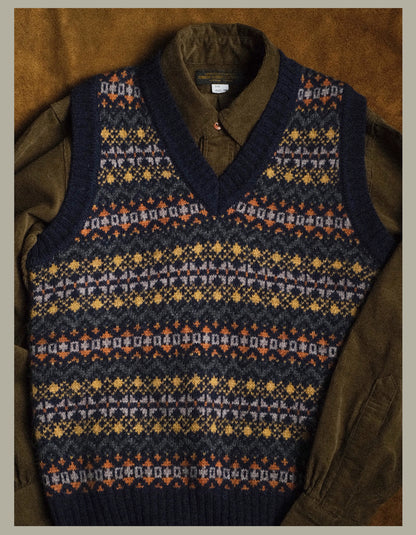 British-Retro Fair Isle Wool Vest – Idle Style Jacquard (Unisex)