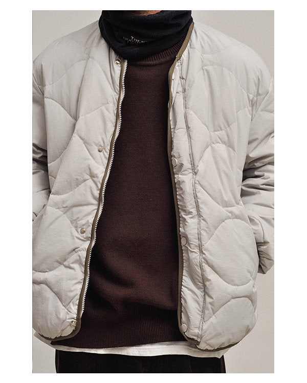 Japanese Style Quilted Down Inner Jacket - Lightweight 90% Goose Down (Unisex)