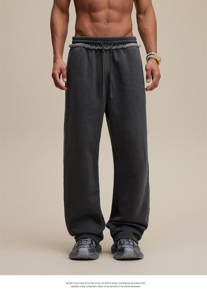Heavyweight Fleece Washed Straight Sweatpants – Loose Casual American Style