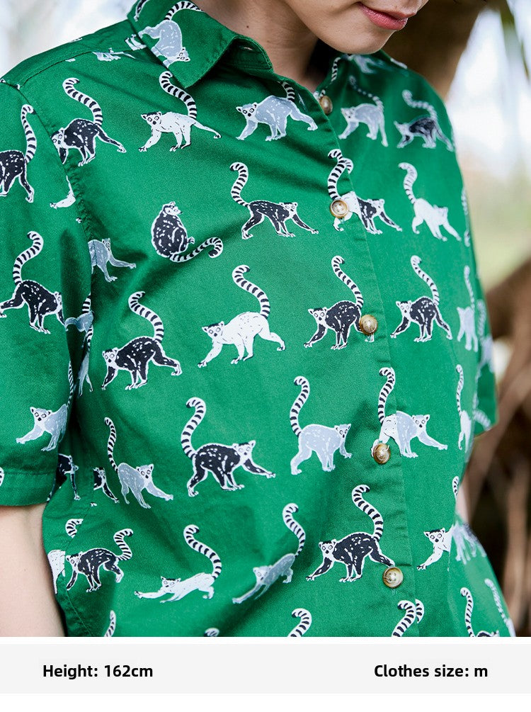 Cotton Japanese Lémur Catta Printed Shirt