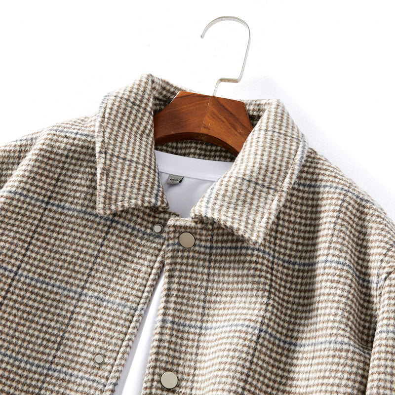 Heavyweight 53% Sheep Wool Houndstooth Lapel Coat – Korean-Style Casual Winter Staple