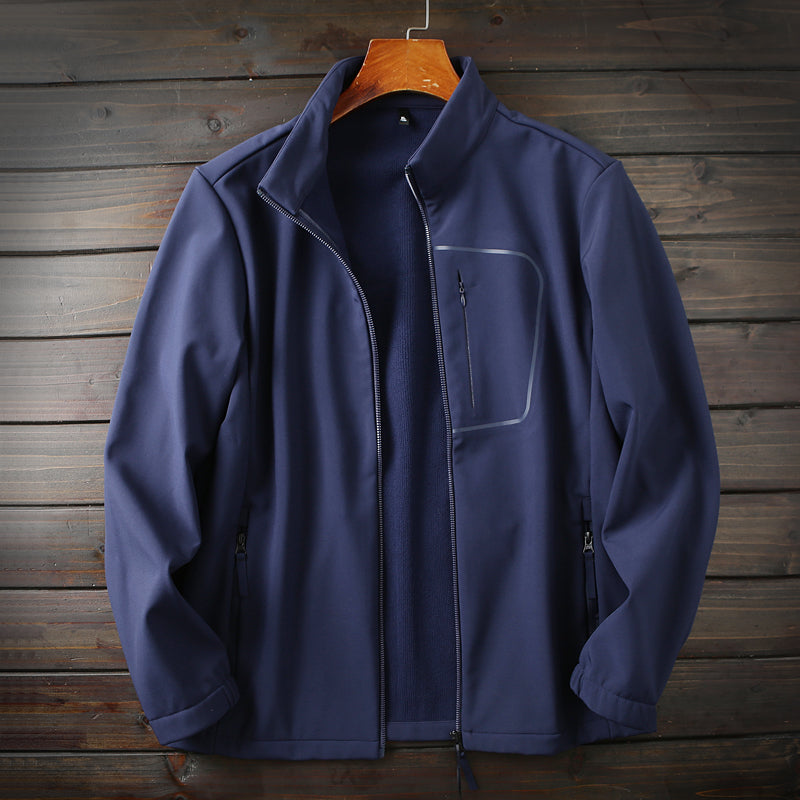 Men's Plus Size European American Style Soft Shell Jacket - Autumn Winter Windproof Waterproof Fleece Coat