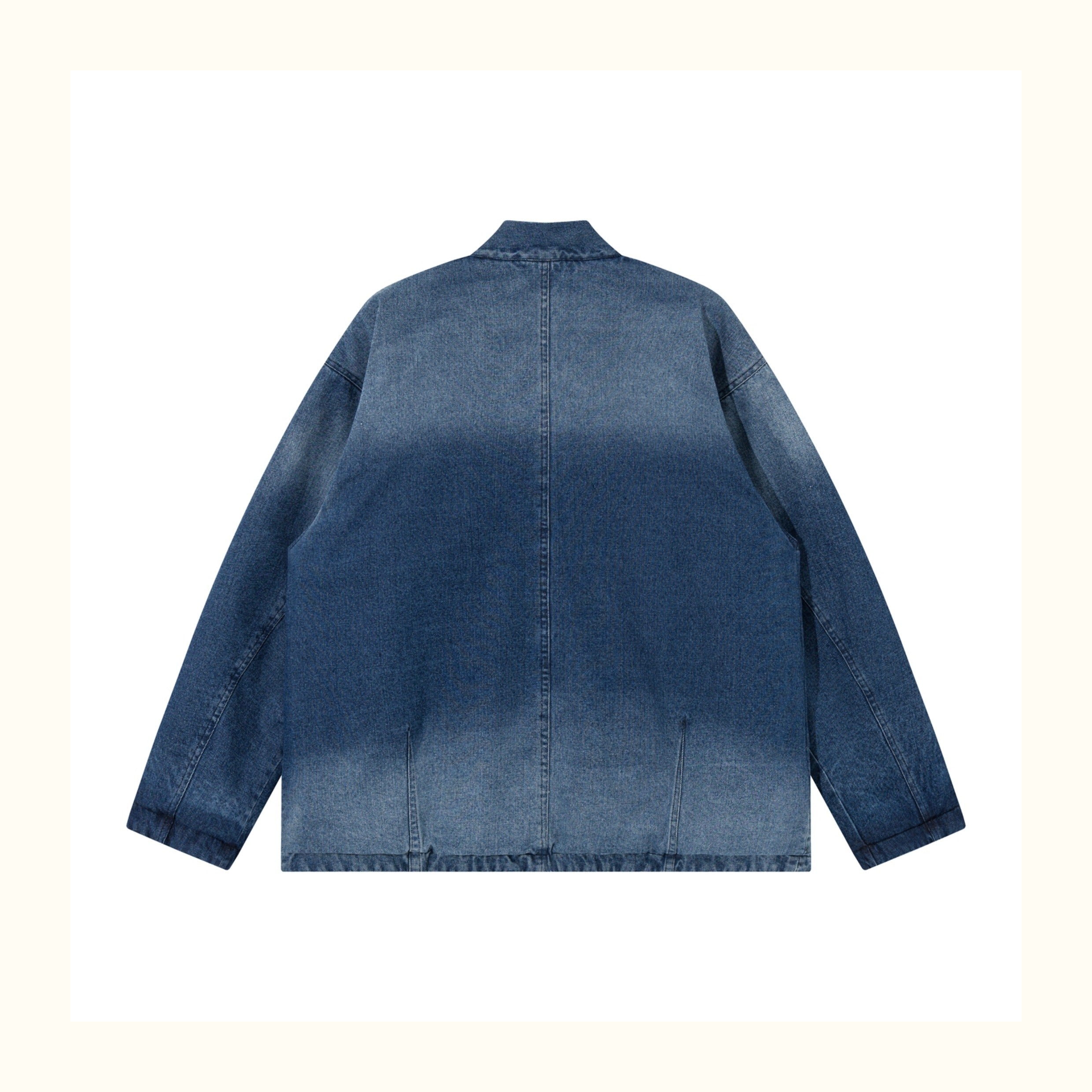 Reversible Ethnic Jacquard “Dao Robe” Denim Cardigan – Oversized Lace-Up Coat for Autumn