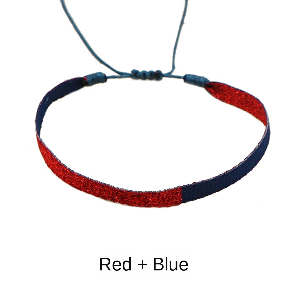 Spanish Guanaban Handmade Woven Bracelet Color-Block Niche Layered Ultra-Thin Couple Bracelet Ethnic Style