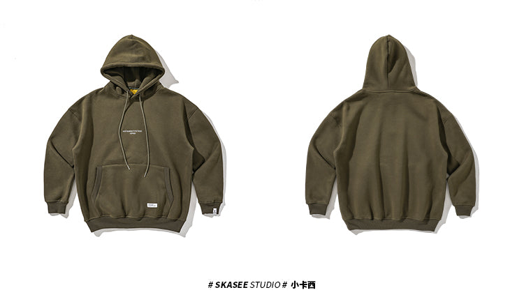 Unisex Vintage Fleece Hoodie - Hong Kong Style Thickened Loose Couple Sweatshirt