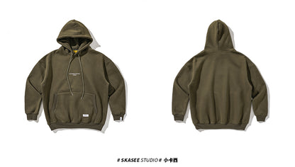 Unisex Vintage Fleece Hoodie - Hong Kong Style Thickened Loose Couple Sweatshirt