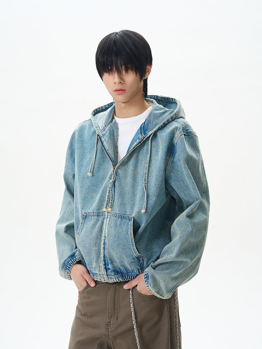American High Street Hooded Denim Jacket for Men, Trendy Brand with High-End Feel, Cool and Unique Jacket for Couples
