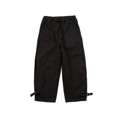 Japanese style men's clothing personality color block stitching elastic waist loose couple men and women slub cotton casual pants trend | Japanese vintage | yamalin clothes | Yamalinclothes