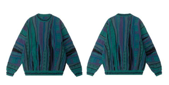 Medria Limited Edition Couple Sweater - 2022 Retro Blue-Green Bitter Melon Stripe Pullover