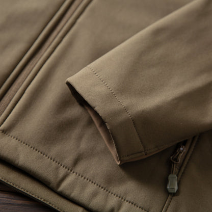 Men's Premium Fleece Thermal Soft Shell Jacket - Autumn Windproof Waterproof Thickened Hooded Coat