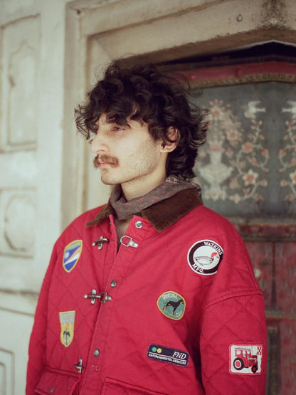 Multi-Emblem Embroidery Vintage Quilted Lightweight Cotton Jacket
