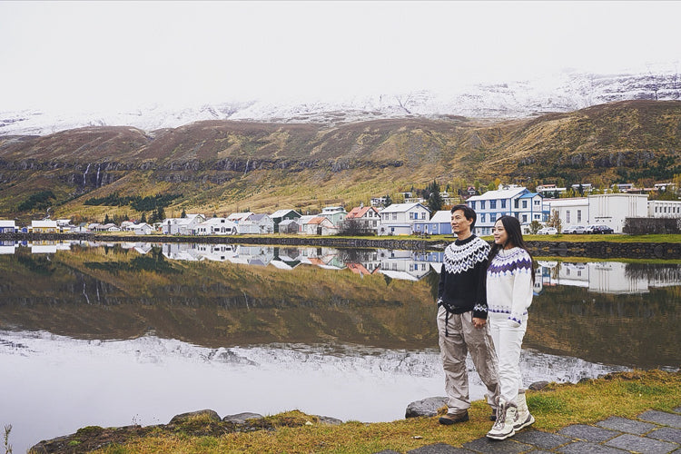 Hand-Knitted Icelandic Japanese Retro Unisex Sweater Couple Travel Fair Isle Cat Minimalist Style Pullover