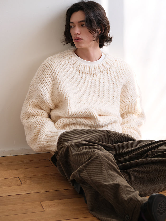 Coke Life Carpem Winter Nordic Iceland Wool Sweater - Handmade Thick-Knit Loose Lazy Top