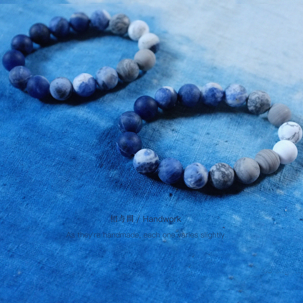 Original Planet Blue Vein Stone Bracelet Gradient Matte Stone Couple Artistic Mountain Sea Natural Bracelet