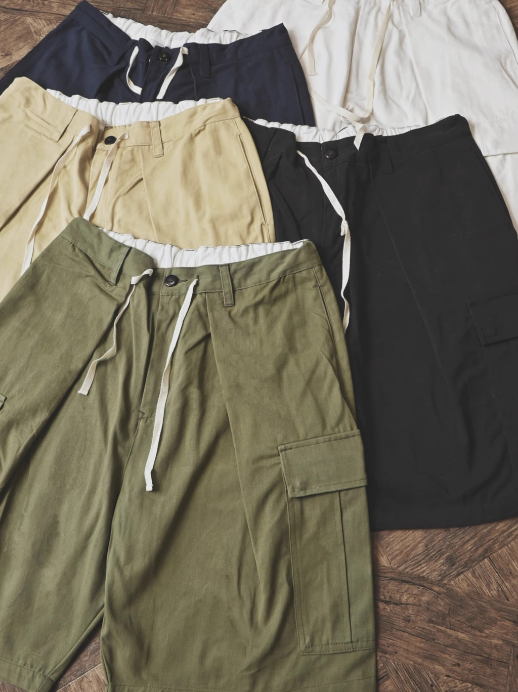 Vintage Oversized Cargo Shorts Balloon Pants A-Line Vintage Five-Point Shorts Trendy All-Cotton Japanese Style