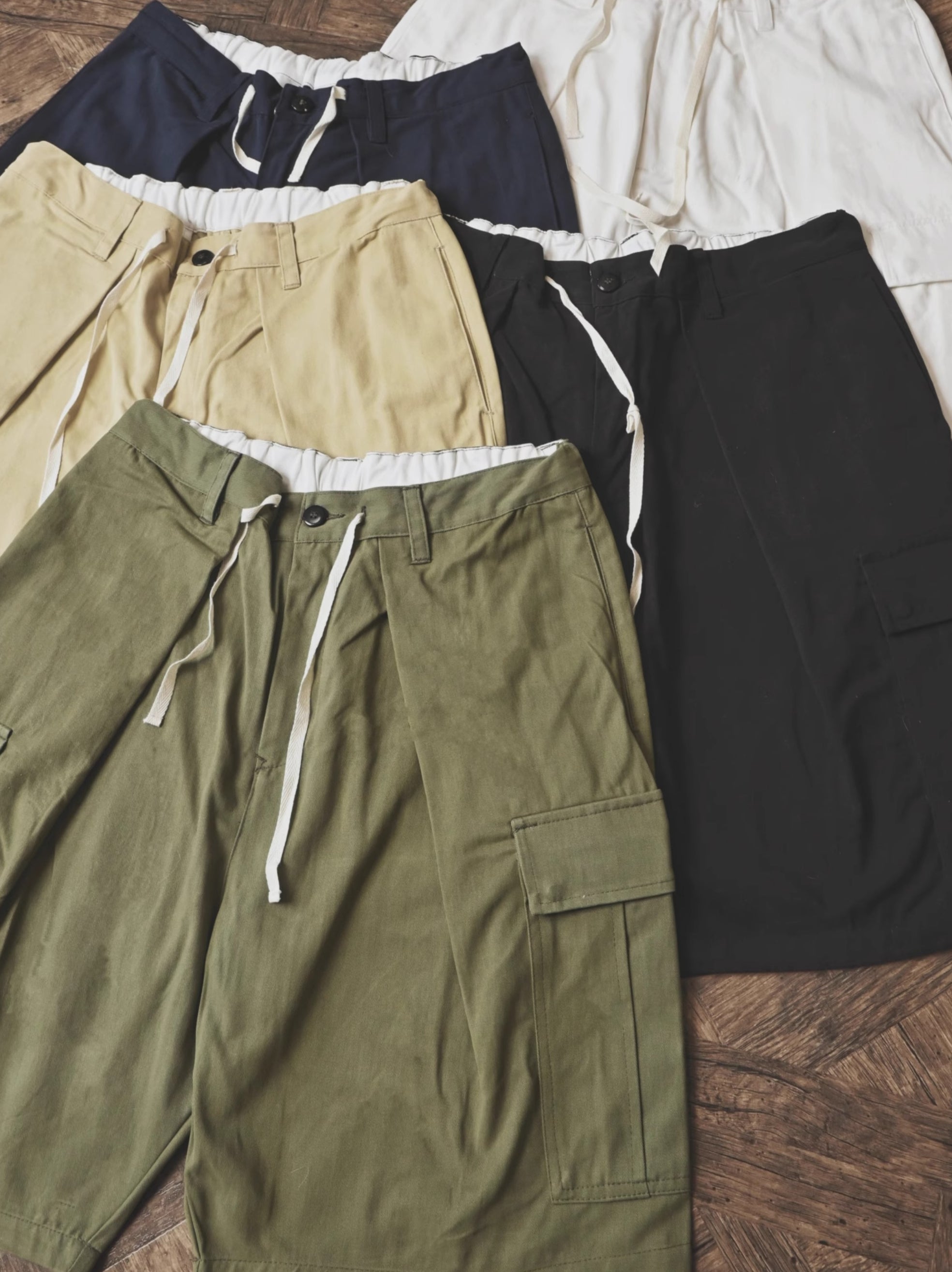 Vintage Oversized Cargo Shorts Balloon Pants A-Line Vintage Five-Point Shorts Trendy All-Cotton Japanese Style